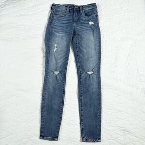 Blank NYC Distressed Skinny Jeans Midrise Blue Medium Wash Size 26